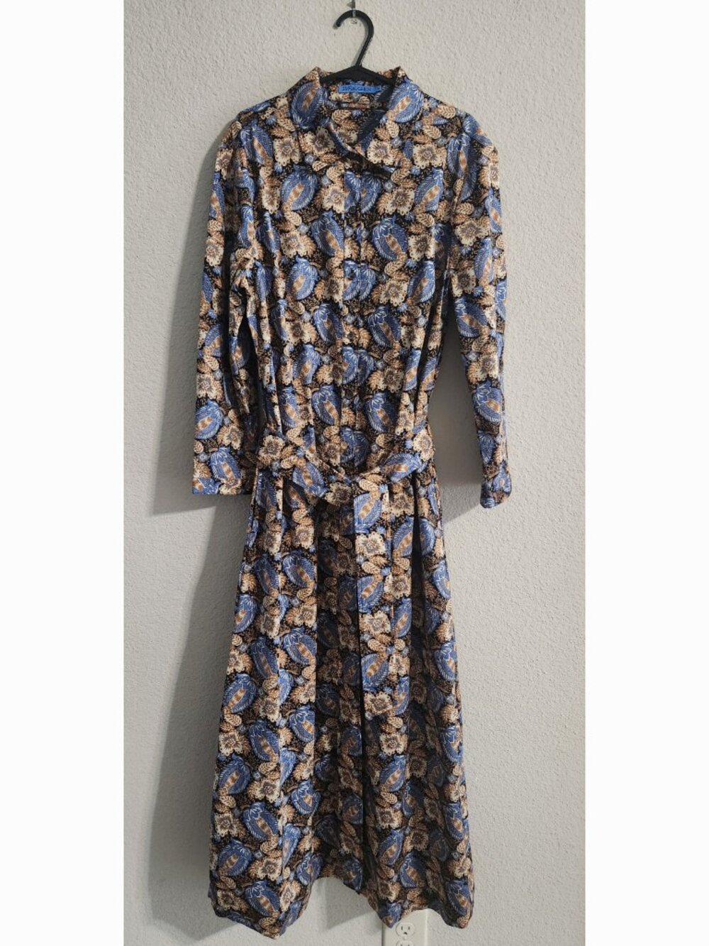 J. McLaughlin Long-sleeve button down shirt dress tie belt size medium